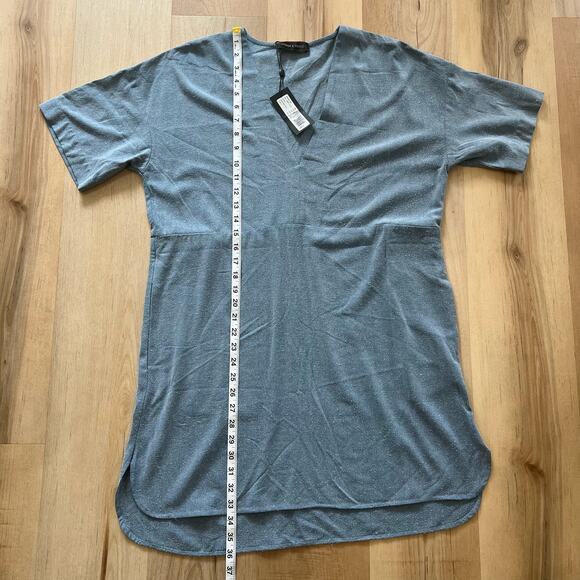 NWT Storm & Marie Silk Miguel Shift Dress Moonlight Blue V Neckline Size Large - Picture 13 of 13